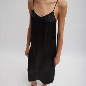 Tibi fundamental 4-ply silk bias cut slip dress black
